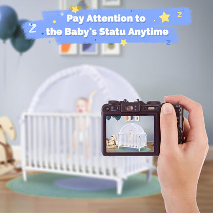 Baby Crib Tent Safety Net to Keep Baby in, Pop Up Crib Tent Canopy Keep Baby from Climbing Out, Mosquito Net for Baby Crib, Ultra Stable Frame, Durable Strong Self-Locking Zipper, White