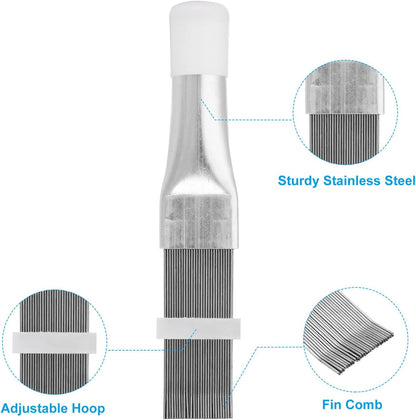 PATIKIL Air Conditioner Fin Comb, 3 Pack Stainless Steel Coil Cleaner Brush for Radiator Evaporator Repair