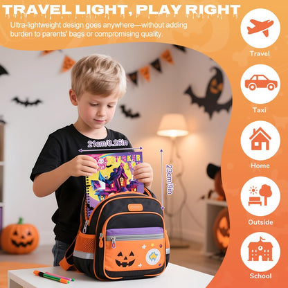 4PCS Paint by Number Sticker Book - Halloween Crafts & Acitivity Puzzles Book for Kids Ages 4-10, Travel Toys for Road Trip & Airplane,Perfect Halloween Gifts & Basket Stuffers for Kids