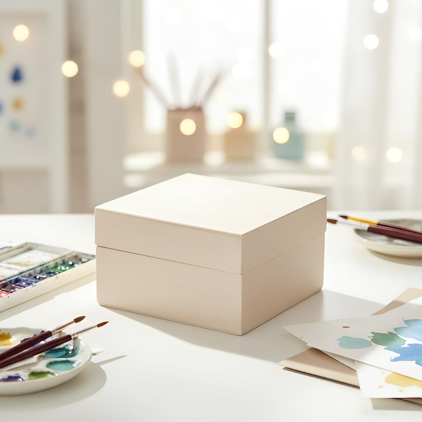 Fun Express 3" x 3" x 2" DIY Unfinished Wooden Trinket Boxes, Plain Wood Craft Boxes with Lids for Painting, Gifts & Storage, 12 Pack