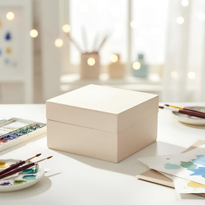 Fun Express 3" x 3" x 2" DIY Unfinished Wooden Trinket Boxes, Plain Wood Craft Boxes with Lids for Painting, Gifts & Storage, 12 Pack
