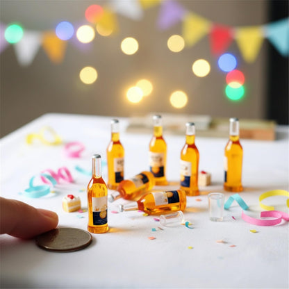 LOGOFUN 50pcs Miniature Wine Bottle Mini Fake Beer Bottles Toys Tiny Drink Accessories for Dollhouse Food Play Decorations