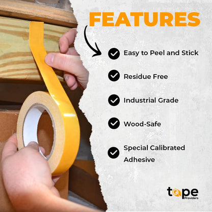 WOD Double Sided Woodworking Tape, 12 Pk - 1 inch x 25 Yards - for CNC Machines Woodworkers, Routing and Wood Templates - Removable DCCT61W