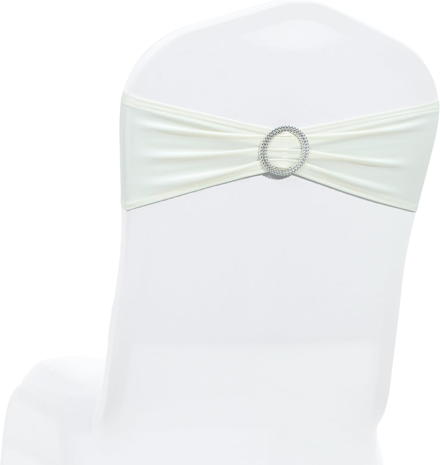 MDS Spandex Chair Sashes - Universal Fit Elastic Stretch Bands with Buckle for Weddings | Ivory, 250 Pack
