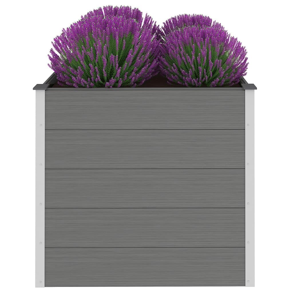 Mhdvray 39.4" Grey Square Raised Garden Bed, Wood-Plastic Composite Elevated Planter Box for Patio & Terrace, Large Outdoor Planter 100x100x91 cm