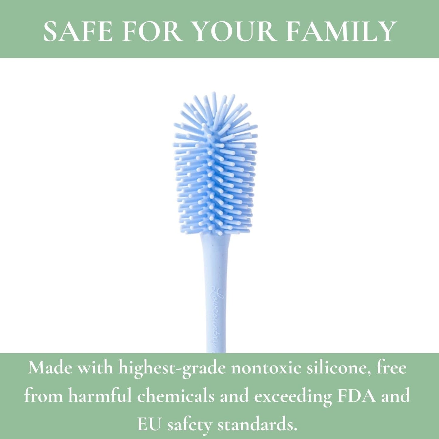 Lowcountry Littles Nontoxic Silicone Bottle Brush - Premium Medical Grade - BPA & PFAS Free - Suction Cup Base - Easy to Clean and Dishwasher Safe - Tallest Design for Any Bottle - (10.25 in) (Pink)