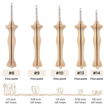 The Oxford Punch Needle #10 (1/4 inch Loop) Fine Point Punch Needle | Patented Design | Ergonomic Natural Wood Handle | Electropolished Steel Tip | Ideal for Rug Hooking