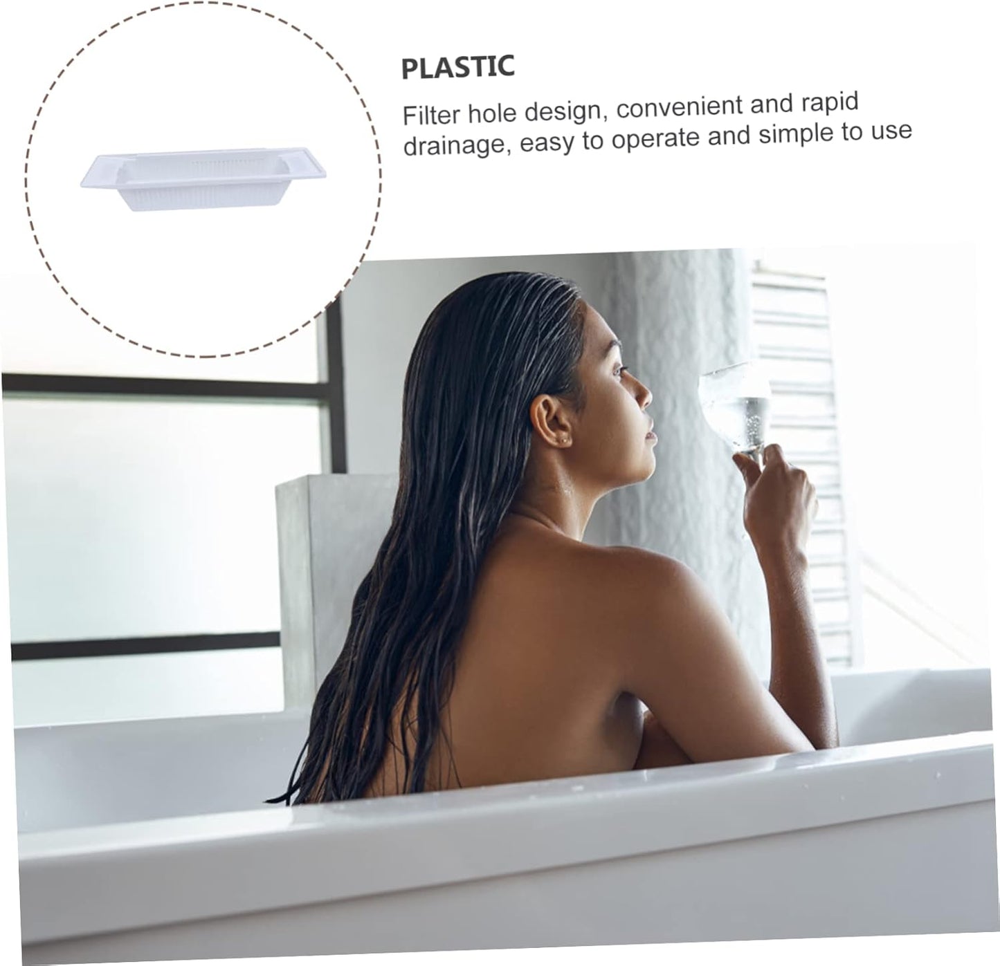Housoutil Bathtub Shelf, Adjustable Tablet Stand, Tub Toy Holder, Bath Storage Rack, Decorative Bath Tray
