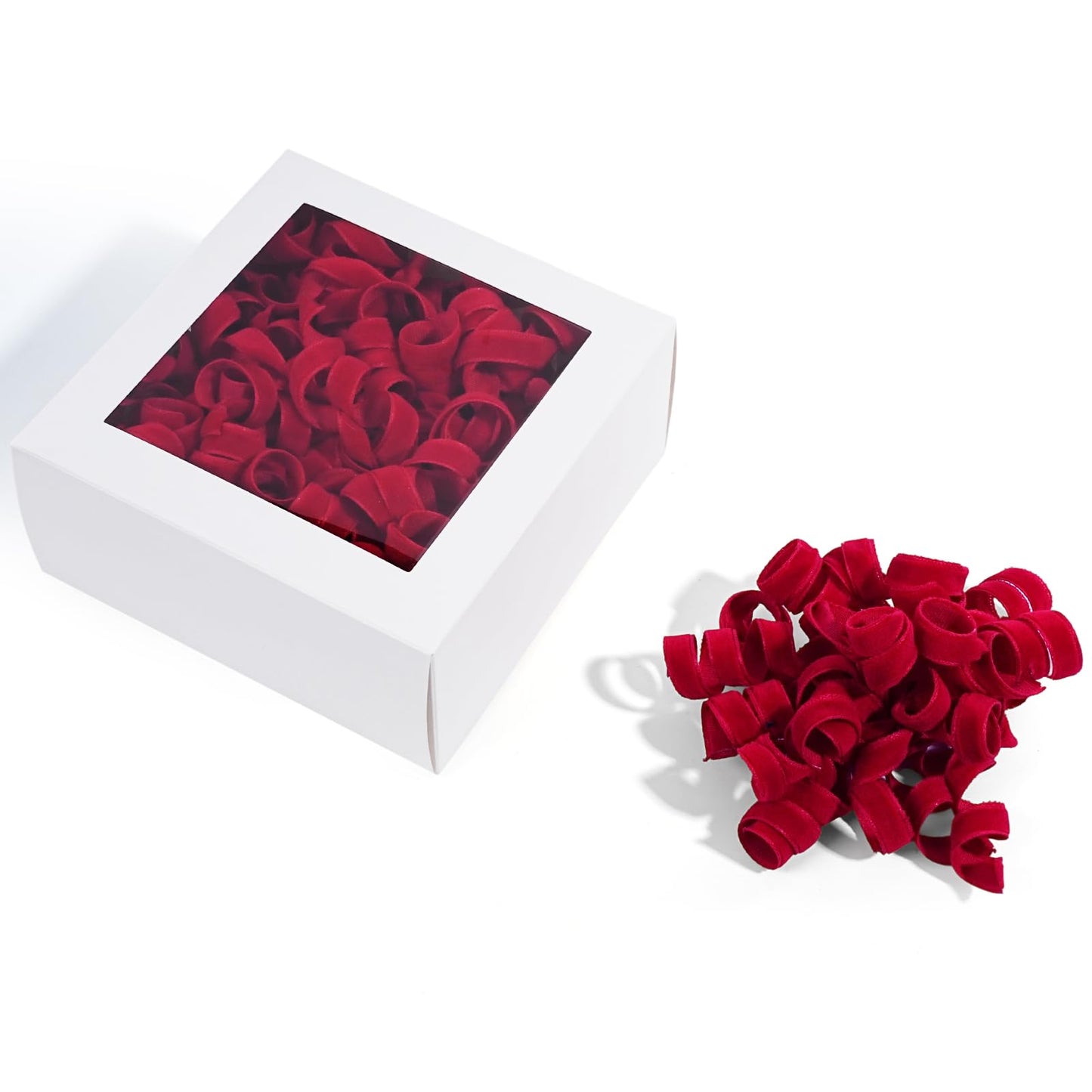 LaRibbons Velvet Red Bows - Curly Ribbon Gift Bows, Self Adhesive for Holiday Gifts, Birthday Party, Wedding Gifts, Gift Wrapping - 6 Counts