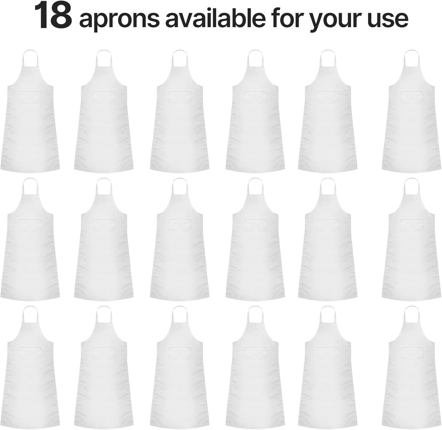 Syhood 18 Pack Adjustable Bib Aprons - White