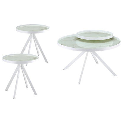 Coaster Home Furnishings Briggs 3-Piece Round Coffee and End Table Set White