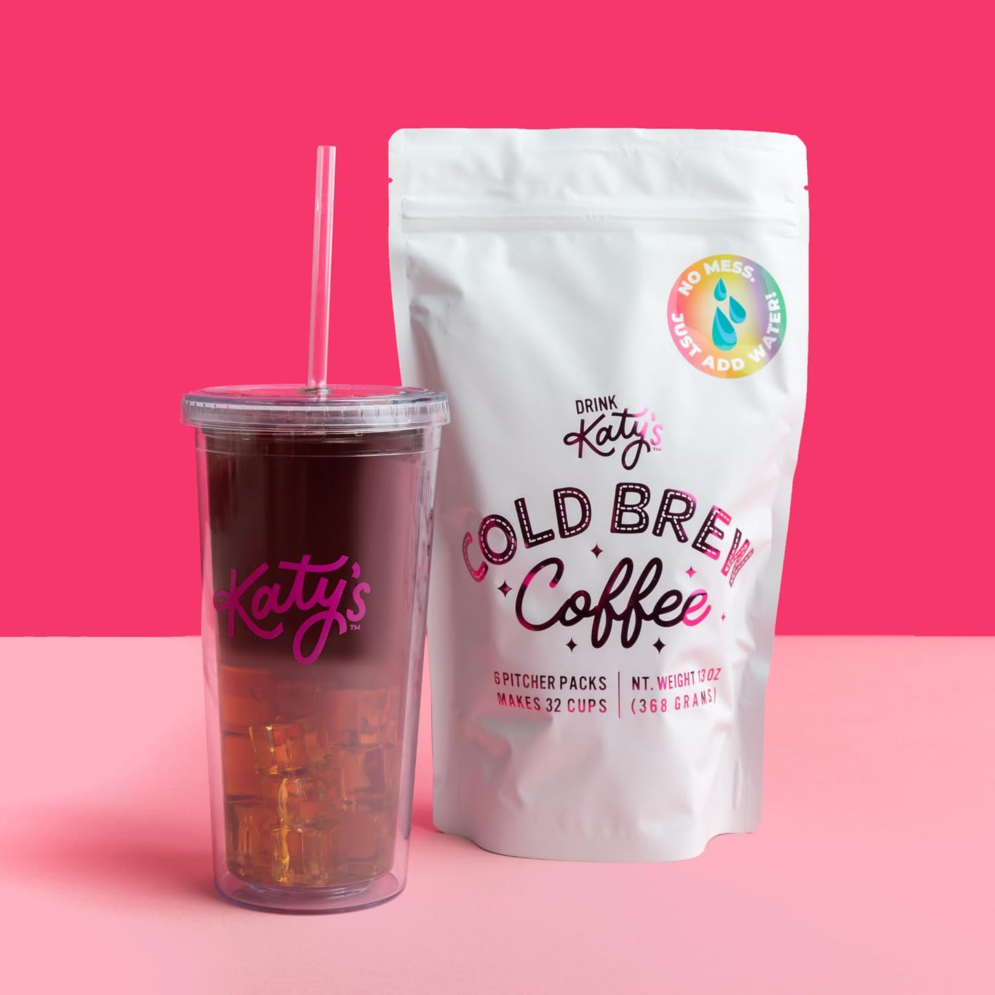 Drink Katy’s Cold Brew Coffee Packs, 6 Large Ready-to-Brew Pitcher Packets, Smooth & Delicious Dark Roast Coffee