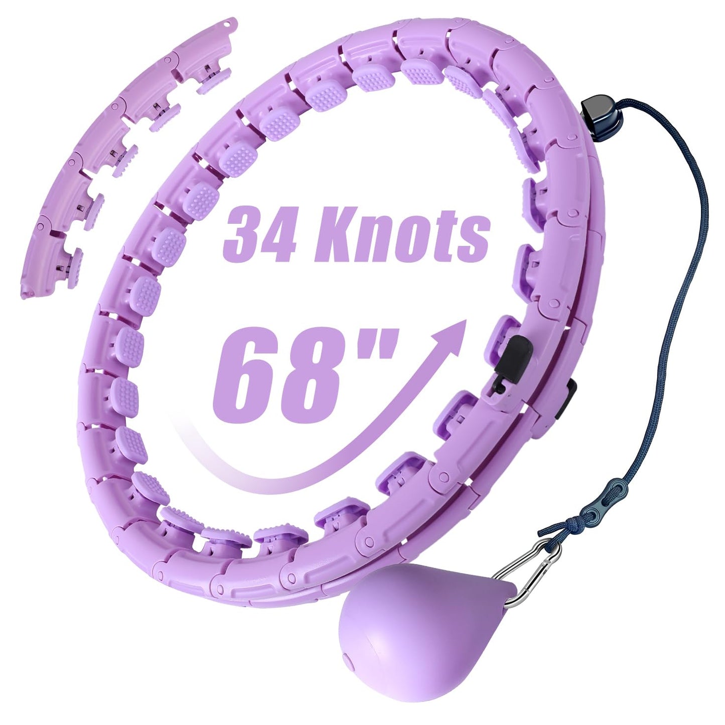 OurStarry 32 Knots Weighted Workout Hoop Plus Size, Smart Waist Exercise Hoop for Adults Weight Loss (32Links Purple)
