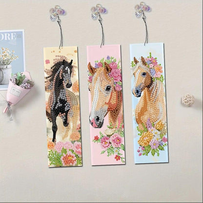 10PCS Diamond Art Bookmarks DIY Horses Diamond Painting Bookmarks for Book Lovers Adults Beginners DIY Crafts, Christmas New Year Graduation Birthday Gift