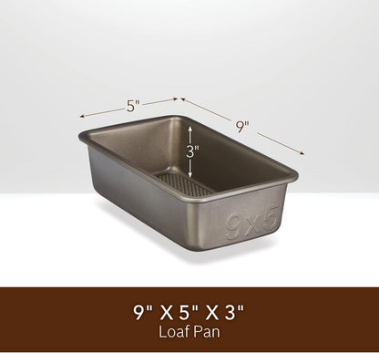 Goodcook Diamond-Infused Non-Stick Coated Aluminized Steel Loaf Pan, Champagne Pewter