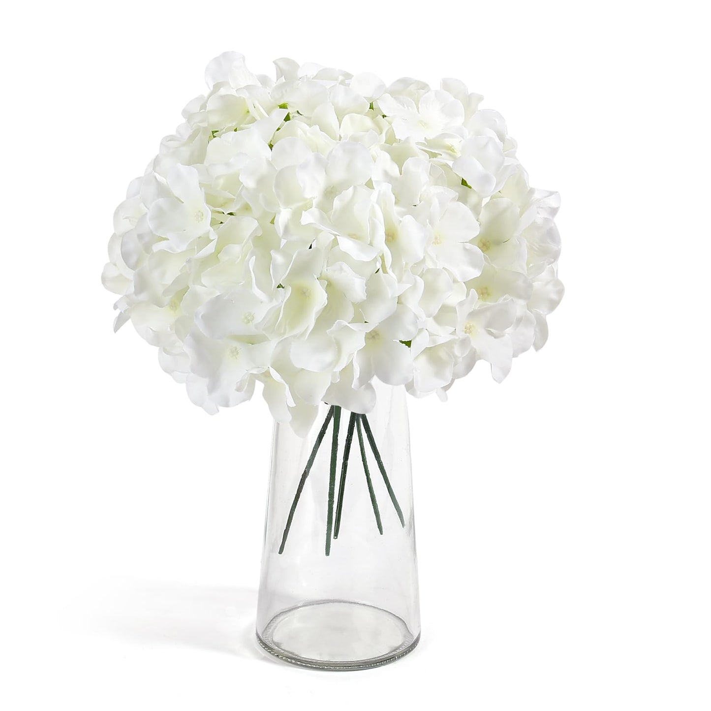 Auihiay 26 Pieces Hydrangea Artificial Flowers Silk Hydrangea Flowers Artificial Flowers Heads with Stems for Home Wedding Party Decorations (Ivory)