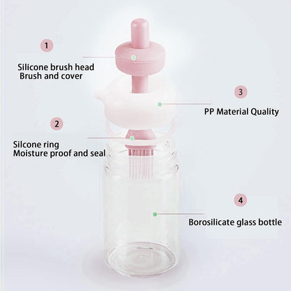 Olive Oil Dispenser Bottle with Silicone Oil Brush, 230ml Oil Container for Cooking, Baking, BBQ, Marinating, PINK