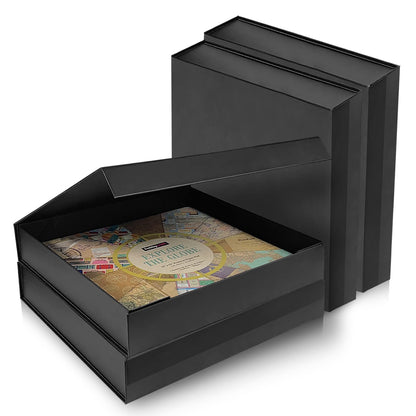 Harhana 12x12 Scrapbook Storage Box for Scrapbooks, Papers and Supplies, Odor Free, Solid Black, 4 Pack