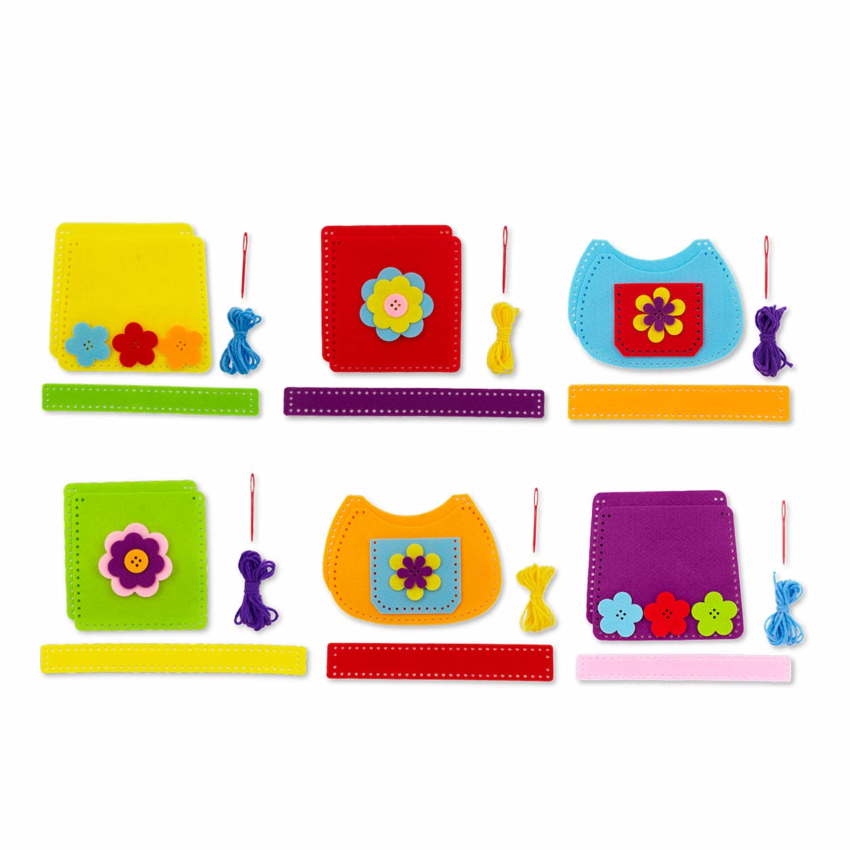 Serabeena Sewing Kit for Kids - Sew Your Own Felt Bags with Handles | Beginner Craft Kit Ages 6-8 | 6 Screen-Free No-Mess DIY Sewing Projects & Accessories