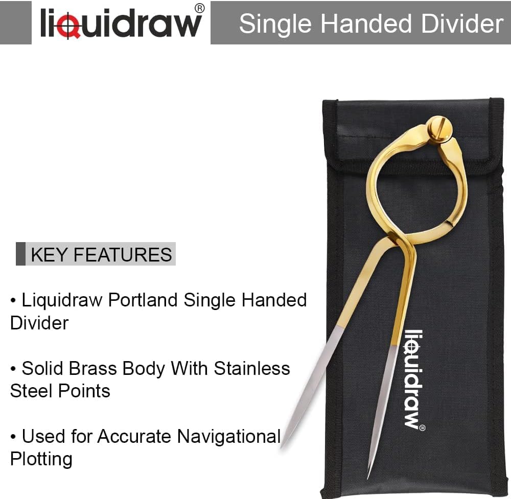 Liquidraw Portland Navigation Divider - 8 Inch (20 cm) | Solid Brass Single Handed Straight Divider | Stainless Steel Points | Marine Nautical Tool for Accurate Navigational Plotting & Chartwork
