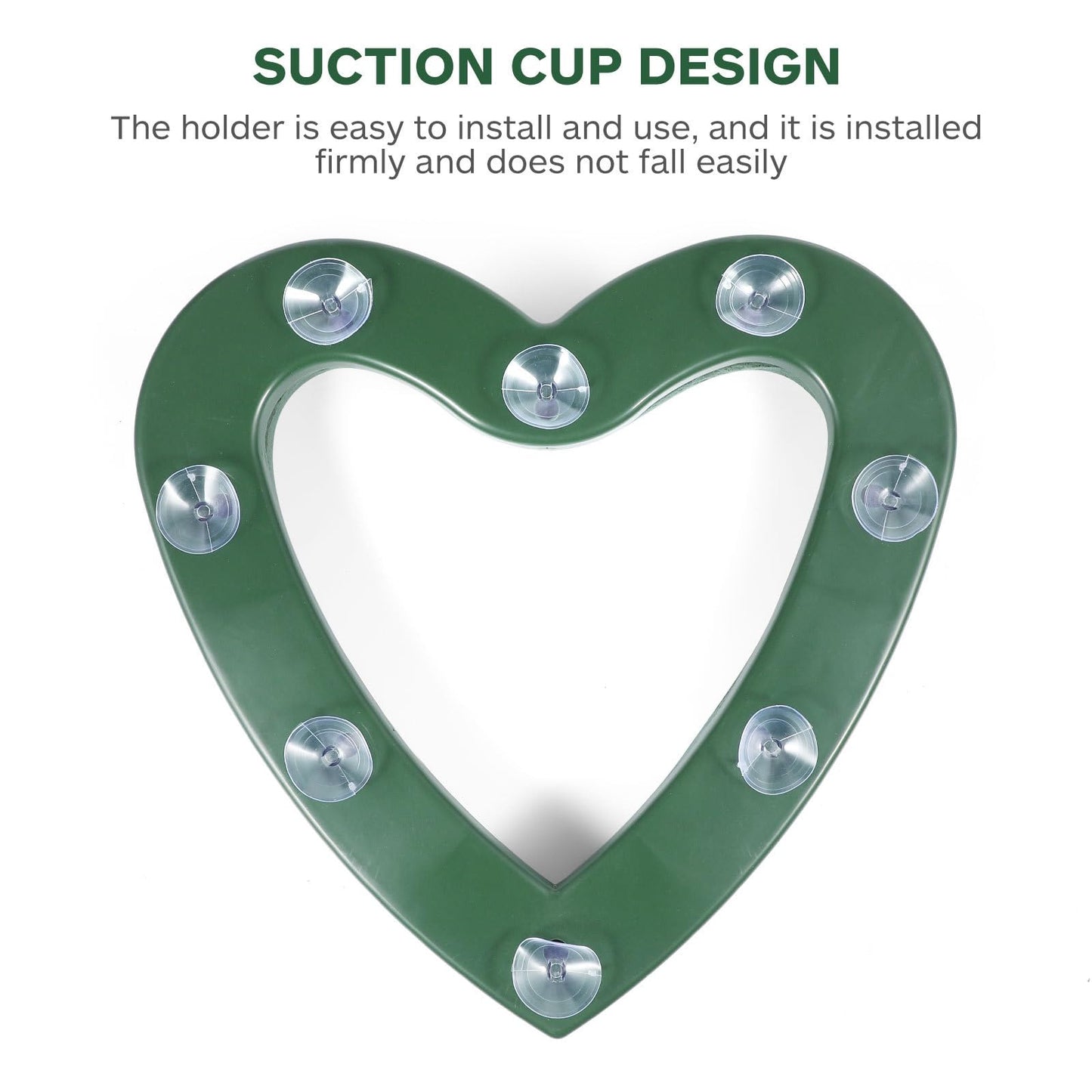 TEHAUX Heart-Shaped Floral Holder with Suction Cup 15.74X15.35X1.77In Flower Rack for Wedding Car Decoration Floral Arrangement Accessory for Special Events
