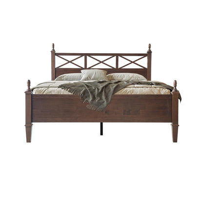 King Size Solid Wood Platform Bed Frame with Headboard & Footboard, 12 Durable Slatted Base with Metal Legs, Easy Assembly, Slip-Free & Anti-Noise, No Box Spring Needed, Dark Roast Oak Finish RIK-32
