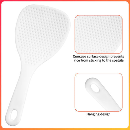 2 Pcs Rice Paddle Spoon, 7.5 Inch White Plastic Non-Stick Rices Paddle Rice Serving Spoon Server Spatula Scooper Kitchen Cooking Utensil for Serving Electric Rices Cooker Grains Potatoes Cooking