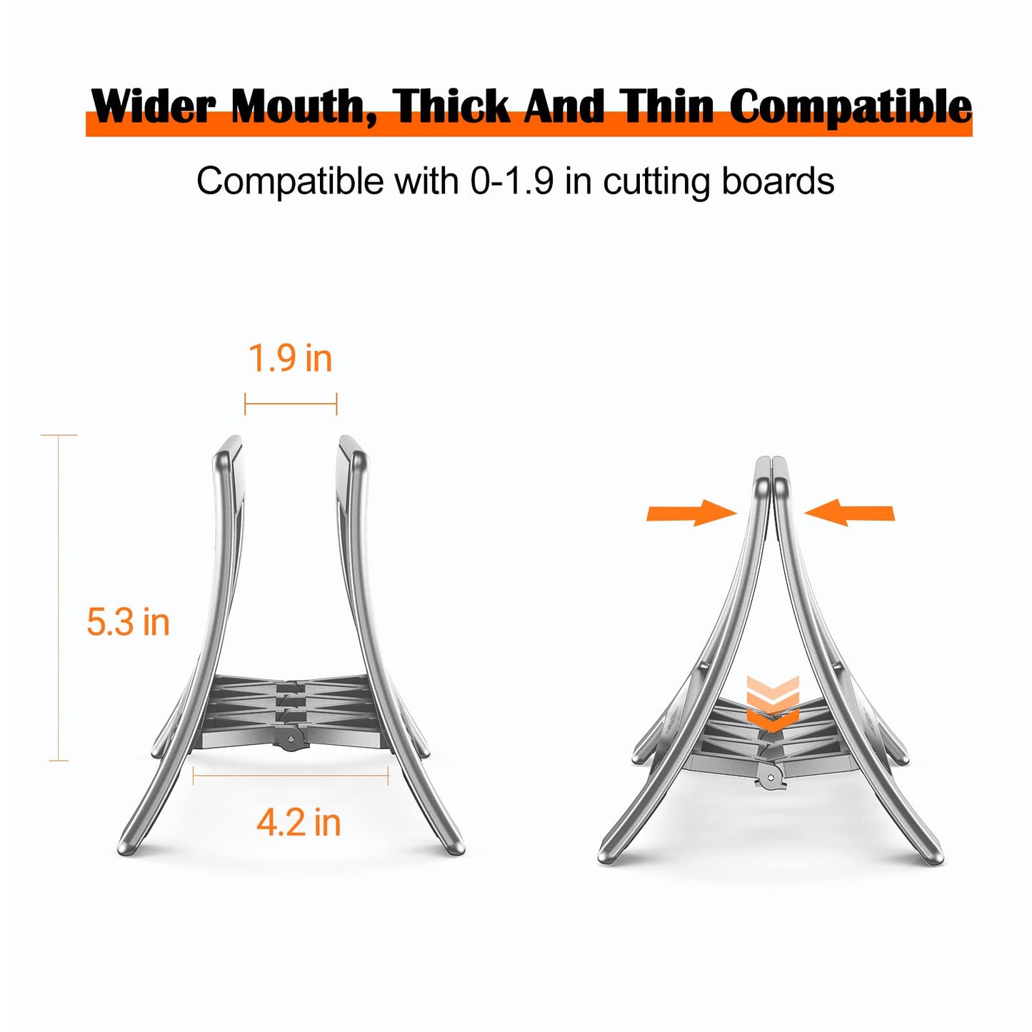 Xuenair Cutting Board Rack, Auto Width Adjustable Holder Stand for Countertop or Cabinet (Silver)