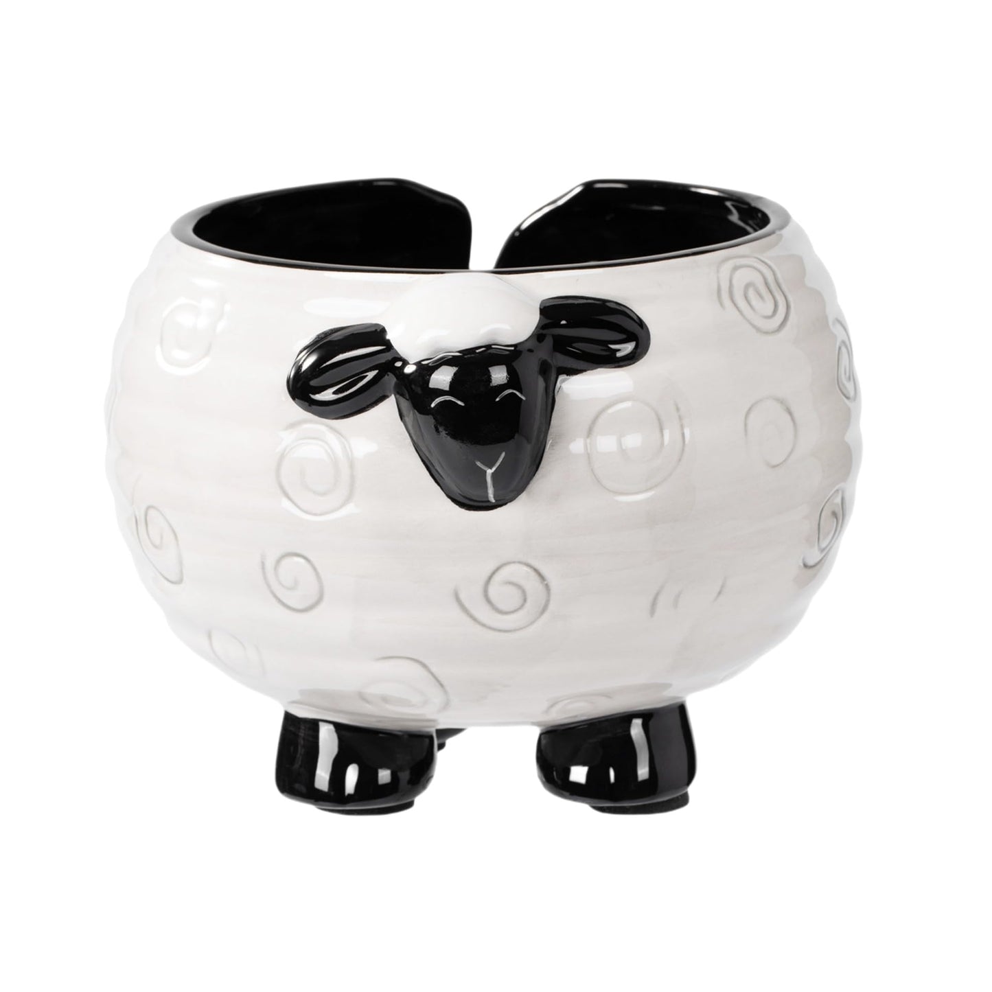 Surlama Yarn Bowl for Crochet Large Sheep Shaped Ceramic Yarn Holder Crochet Bowl Knitting Bowl, 6 Inch Wide x 4 Inch High