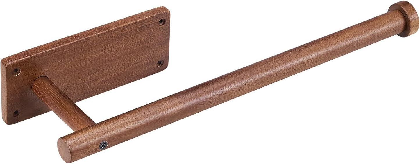 Wooden Paper Towel Holder for Kitchen,Adhesive Acacia Wood Paper Towel Holders Under Cabinet, Wall Mount Kitchen Paper