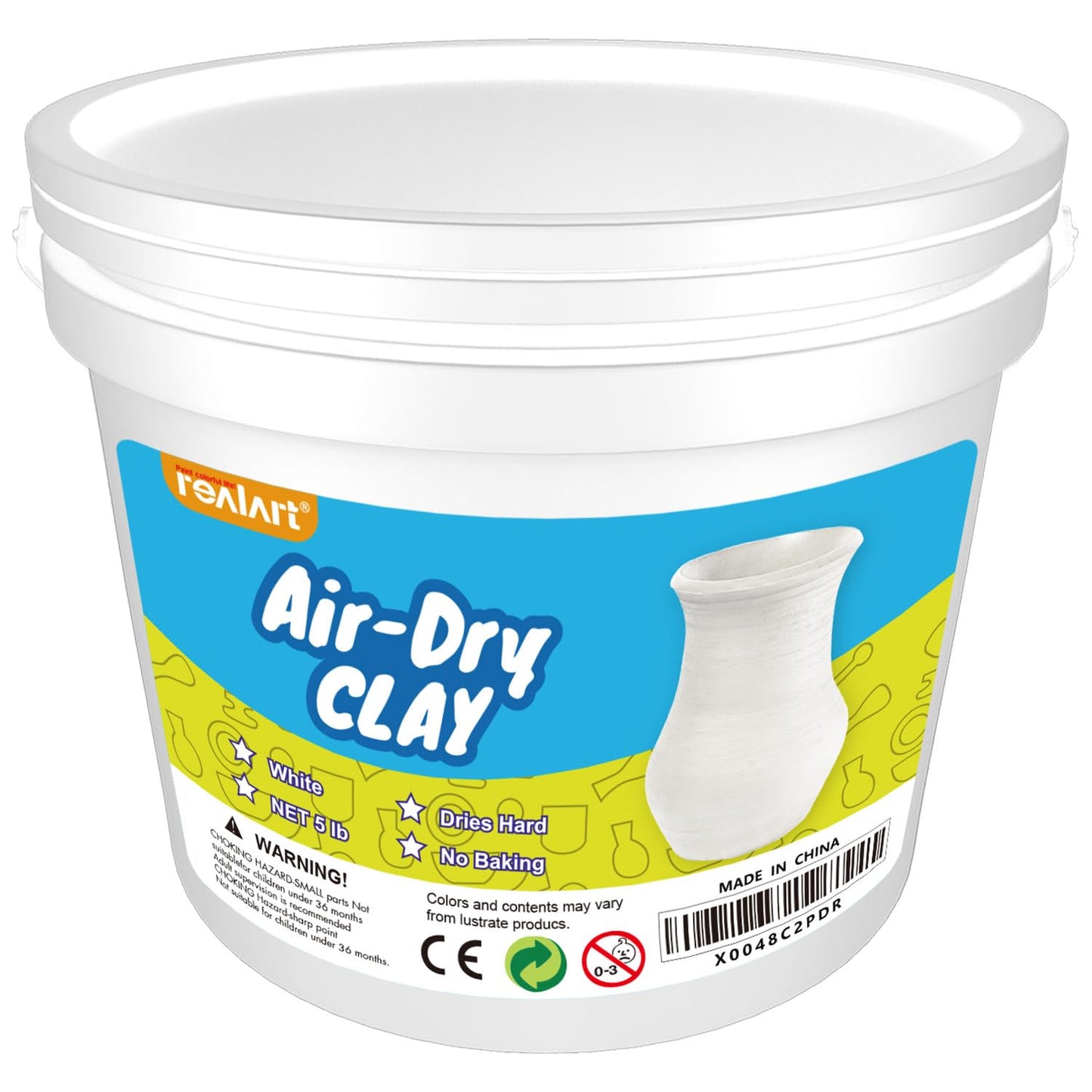 REALART Air Dry Clay for Adults (5lb Bucket White) Air Dry Clay Tools
