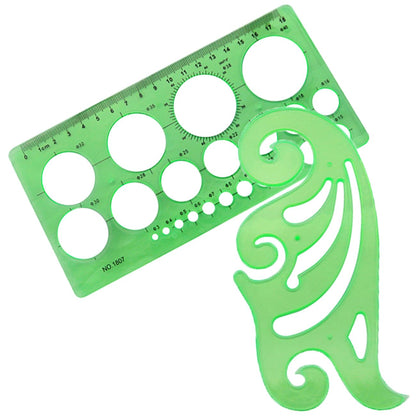 ZZLZX 11PCS Green Plastic Hollow Out Painting Stencils Geometric Drawing Template Measuring Rulers for Circle Drawing and Drafting Paper Tracing Measuring Tools for Office Architectural Design
