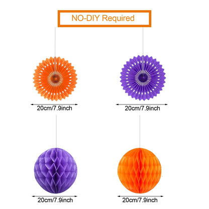 Glittery Happy Summerween Banner Summerween Hanging Swirls Decorations Circle Dots Garland Honeycomb Ball Paper Fan Set for Summer Halloween Birthday Party Halloween in Summer Ghost Party Decorations