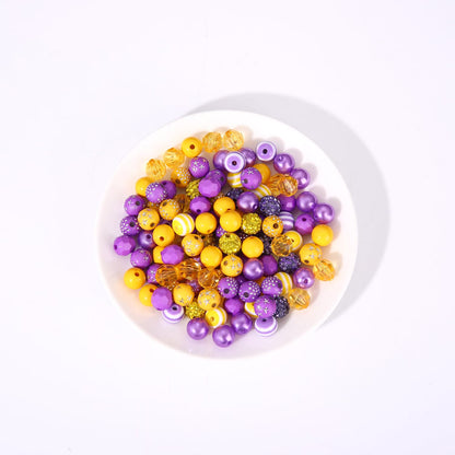 HSWE Game Day Beads for Bracelets Making Kit Heishi Clay Pearl Letter Assorted Round Bead Gold Spacer Beads Football Charms for DIY Bracelets Necklace Jewelry Making (Purple Yellow Game Day Kit)