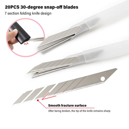 Gomake Wrapping Paper Cutter Utility knife 9mm Stainless Steel Handled Lockable Box Cutter with 30 Degree Snap Off Blades for Vinyl Film Cutting,Craft Knife,Window Tint Gift Wrap Cutter