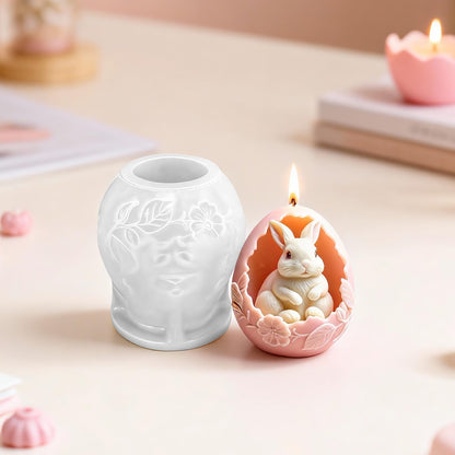 Rabbit Egg Candle Mold, Cute Easter Bunny Silicone Molds for Candle Making Aromatherapy & Handmade Wax Soap, Epoxy Resin Casting Molds for DIY Resin Craft, Perfect for Easter Home Decor