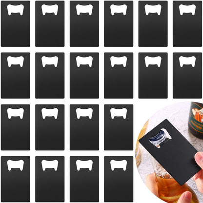 40 Pieces Credit Card Bottle Opener Stainless Steel Poker Wallet Bottle Opener for Christmas Gifts Can Be Carved for DIY Wedding Favor Groomsmen Gift(Black)