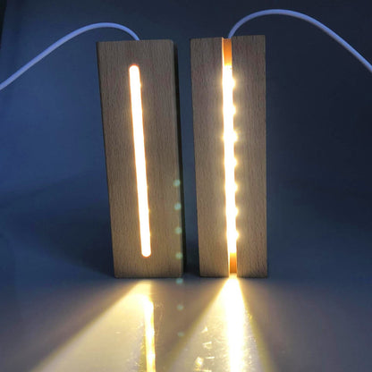 Voaesdk 2Pcs Wood LED Lights Display Bases 6 Inch Rectangle Wooden Lamp Holders Wood Lighted Base Stand for 3D Crystal Glass Resin Art Acrylic Plate Pedestal Paperweights