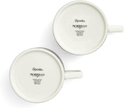 12oz Set 2 Spode Morris & Co Mug, of - Porcelain Drinkware for Tea or Coffee, Microwave & Dishwasher Safe Cups