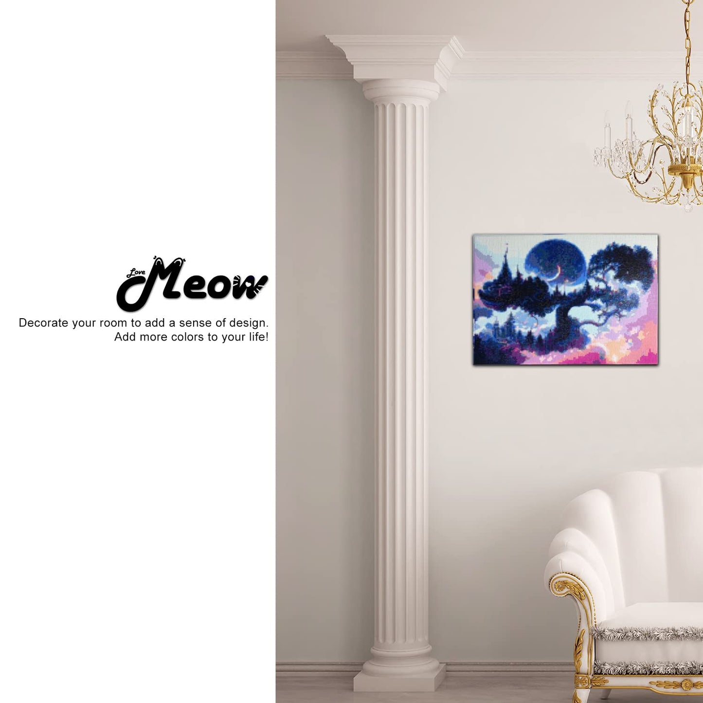 Meow Love 5D Diamond Painting Kit for Adults with Pre-Framed Canvas - DIY Wall Art Home Decor,Easy to Hang,Stress Relief Craft Gift for Women,15.8 x 11.8 Inch. (Dream World)