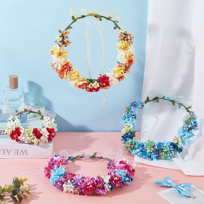 ACRNIGHEET 20 Sets DIY Flower Crown Making Kit, Gorgeous Flowr Crowns Kit, Fairy Party Favors Floral Headband and Bracelet, Make Your Own Crown Garland Headband for Princess Women Wedding Birthday