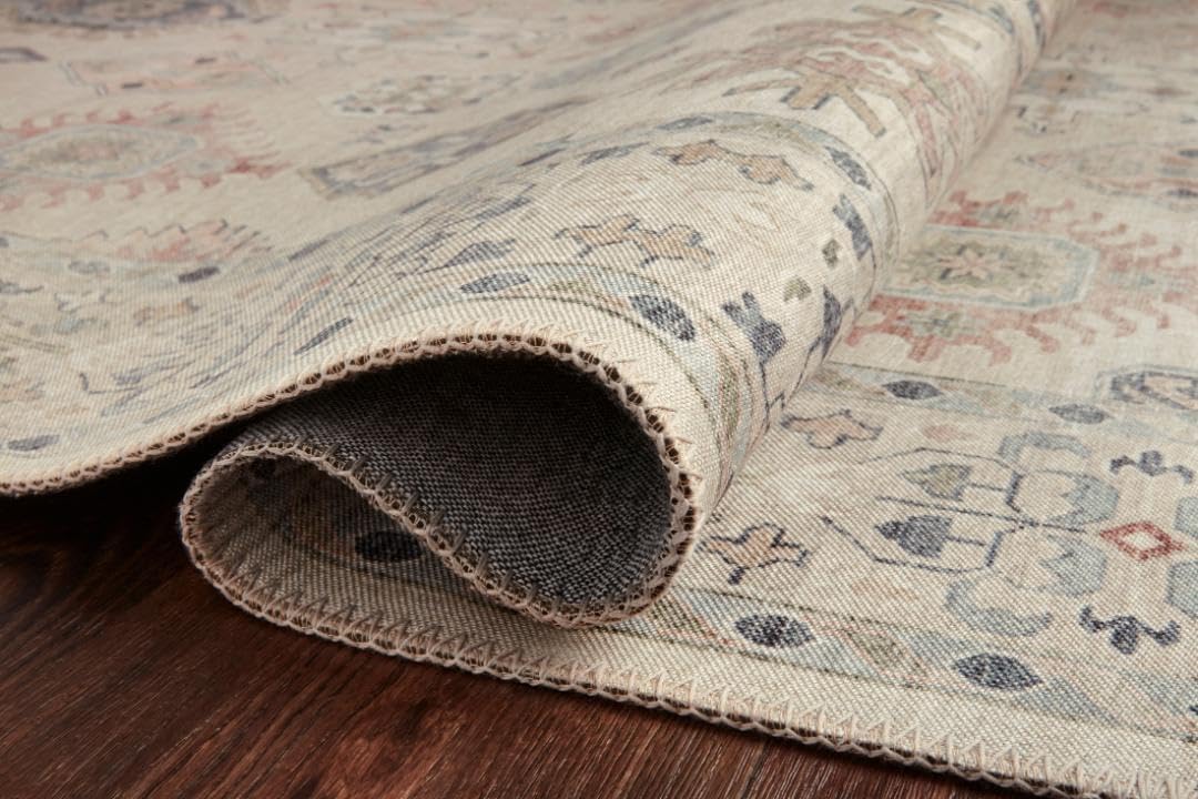 Loloi Hathaway Collection HTH-04 Runner Rug, Beige/Multi, 2'-6" x 7'-6", .25" Thick, Soft, Durable, Modern, Low Pile