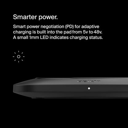 Belkin BoostCharge Pro 15W Universal Easy Align Wireless Charging Pad, Fast Qi Charger, Large Charging Pad for Apple iPhone, Samsung Galaxy, Apple AirPods Pro, and Other Devices - Black
