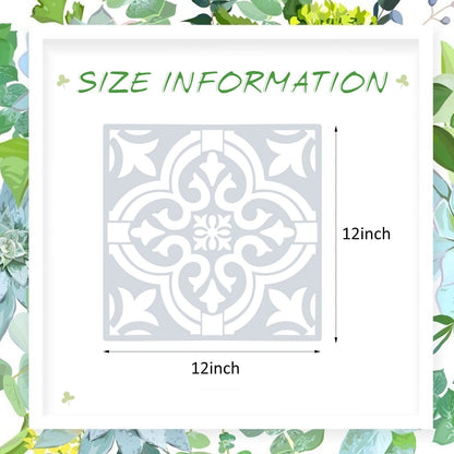 Mandala 6 Pieces Reusable Tile Stencil 12 x 12 Inches Wall Templates Tile Pattern Stencil Mandala Drawing Templates for DIY Scrapbooks Wall Floor Home Decors