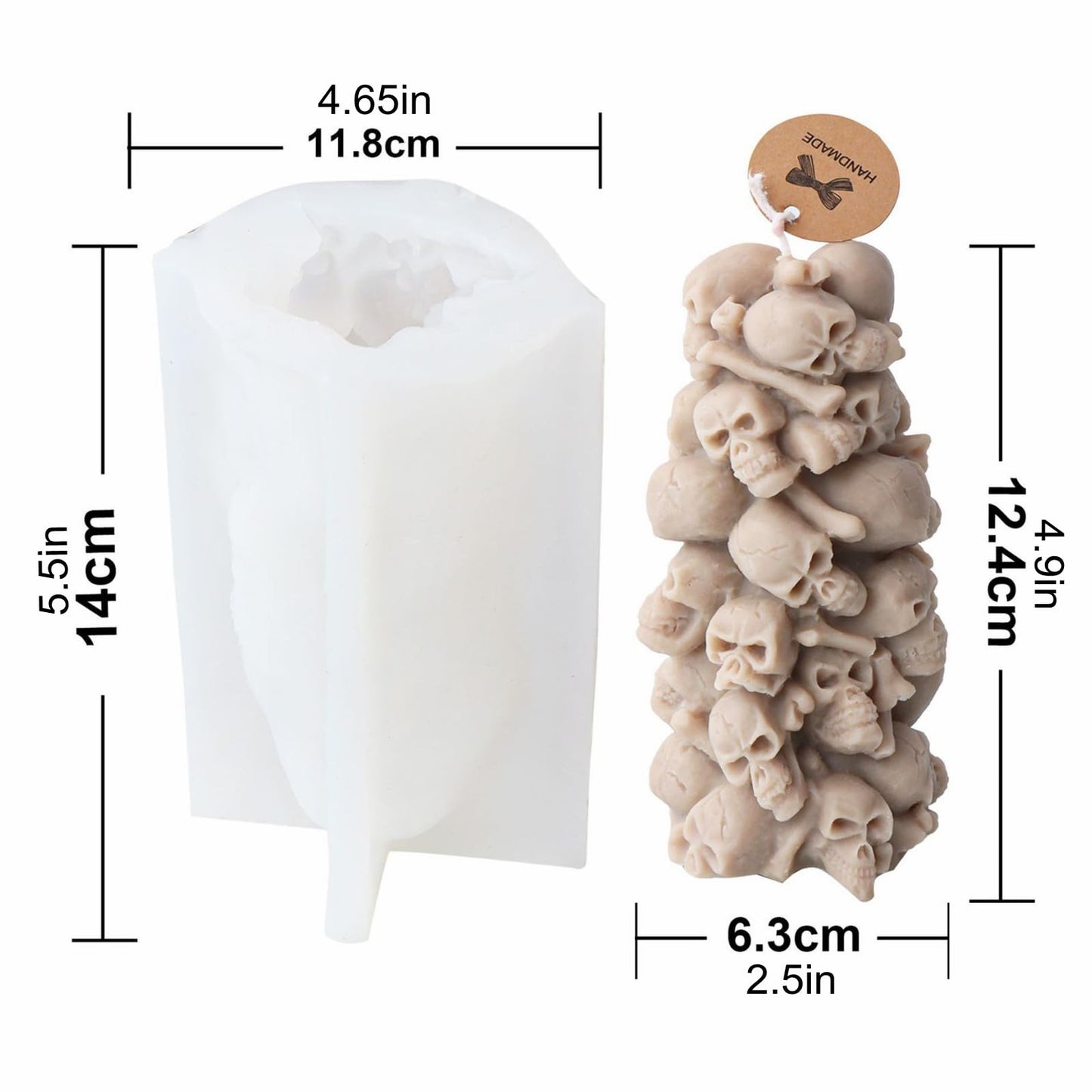 3D Skull Candle Silicone Mold, Halloween Creative Skul lSilicone Soap Mold Chocolate Candy Cake Decor, Handmade Plaster Resin Clay Mould,Home Ornaments Party Decoration (Skull Tower)