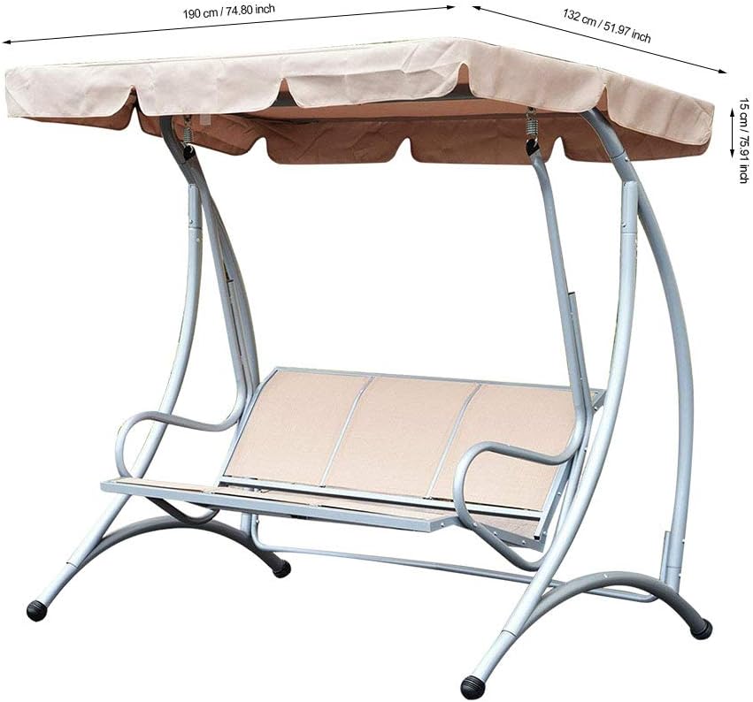 Windproof Porch Swing Canopy Top Cover, Waterproof Sunshade Protector for Outdoor Garden Patio Swing Seat