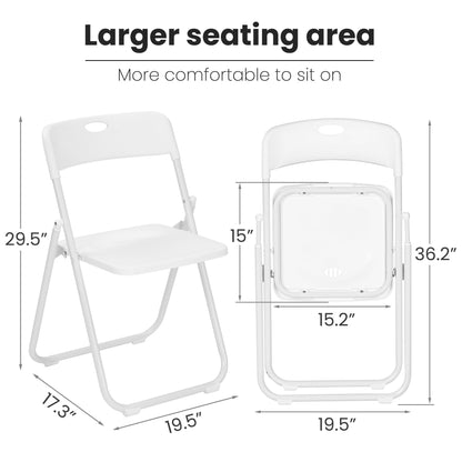EDWINENE White Folding Chairs 30 Pack Foldable Plastic Chairs Portable Stackable Sturdy Seats for Offfice Family Wedding Dinner Party Events Entertaining, Steel Frame, Heavy Duty 350 lbs Capacity