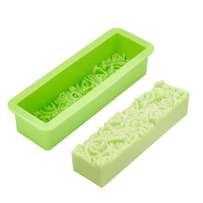PH PandaHall Rose Loaf Mold, Flower Silicone Mold 3D Embossed Crafts Mold Soap Molds Rectangle Resin Casting Molds for Handmade Craft UV Resin Soap Candle Making, 9.8x3.2x2.1inch 650ml/22oz