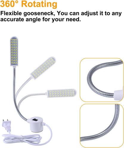 Weftnom 30 LED Sewing Machine Light, Portable Flexible Gooseneck Work Light with Magnetic Mount for Janome, Singer, Brother, Drill Presses, Desks, Crafts, Workbenches, and Lathes