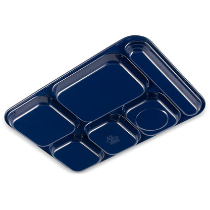 Carlisle FoodService Products Right Hand Melamine Tray - 6-Compartment, 14.5" x 10", Dark Blue